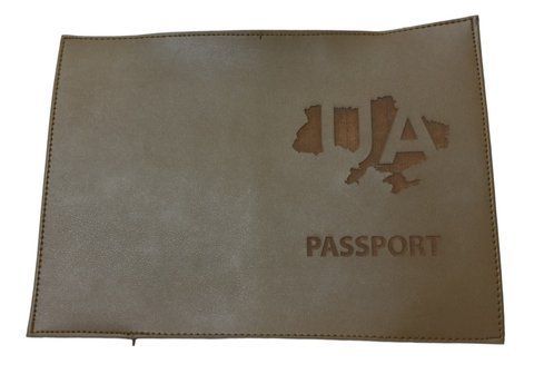 Обкладинка на паспорт екошкіра passport UA на мапі койот гравірування 000018821 фото