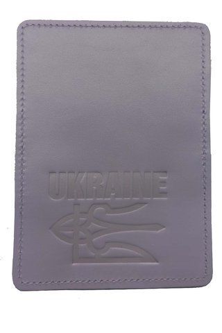 Обкладинка ID - 1 шкіра Тризуб UKRAINE тиснення (лаванда 1) 000036166 фото