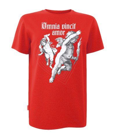 Футболка унісекс червона з коротким рукавом з принтом Omnia vincit amor #1 (Кулир) р. L 000032602 фото