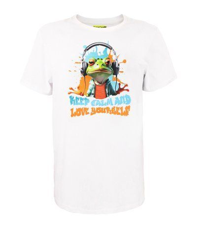 Футболка унісекс біла с коротким рукавом с принтом "Color Frog" р. 2XL 000029870 фото