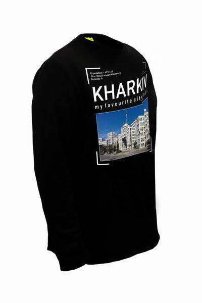 Лонгслив мужской черный двунитка с принтом Kharkiv Госпром 2 р. 2XL 000039707 фото