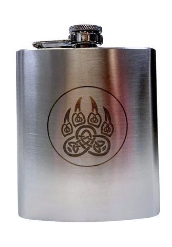 Фляга ТМ 4Profi нержавеющая с гравировкой Лапа медведя 9OZ 255 мл 000028408 фото