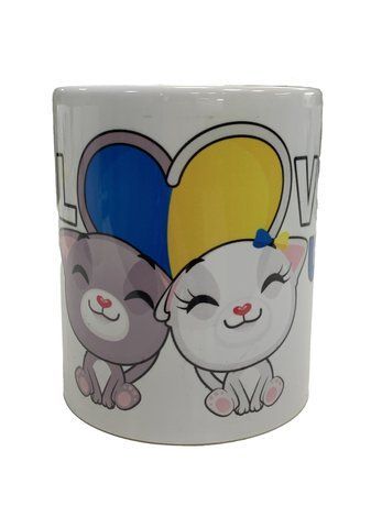 Чашка біла LOVE котики 330 мл сублімація 000024325 фото