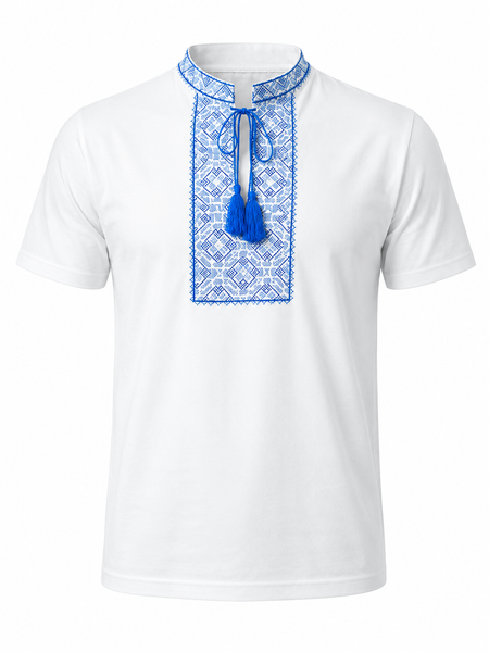 Футболка чоловіча біла блакитна вишивка BeArt р. 4XL 000058226 фото