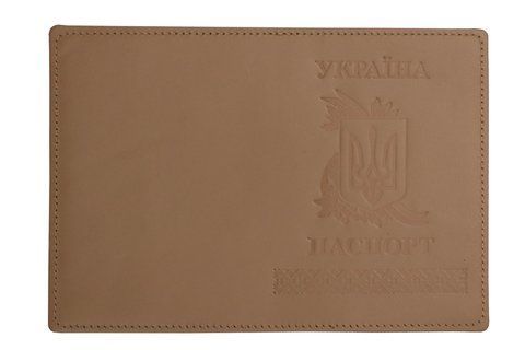 Обложка ПАСПОРТ кожа ГЕРБ С КАЛИНОЙ тиснения (беж 2) 000036533 фото